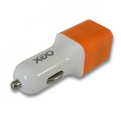 CARREGADOR USB VEICULAR BRANCO/LARANJA (CG101)