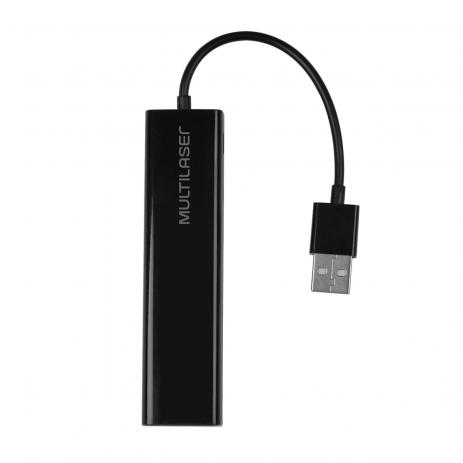 HUB  3 PORTAS USB + RJ45 FEMEA PRETO (AC304)