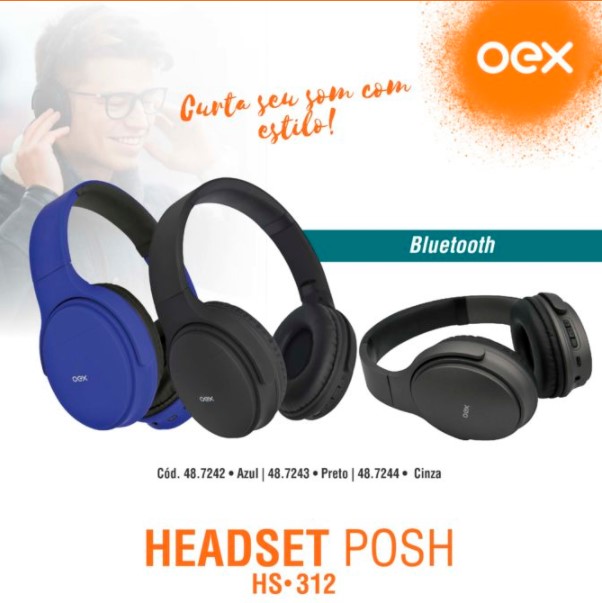 HEADSET BLUETOOTH POSH AZUL HS312