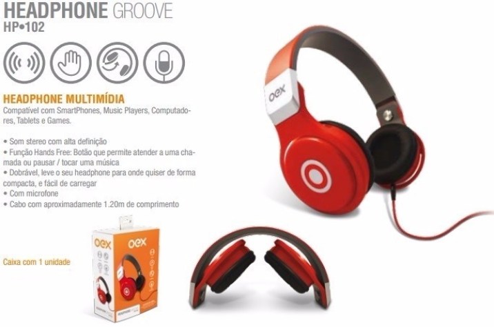 HEADSET GROOVE VERMELHO HP102