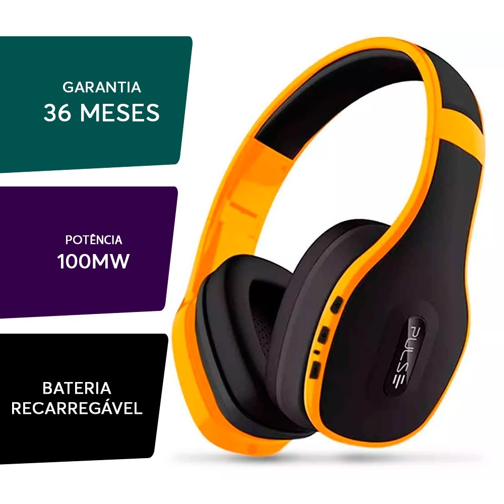 HEADPHONE PULSE BLUETOOTH AMARELO (PH151)