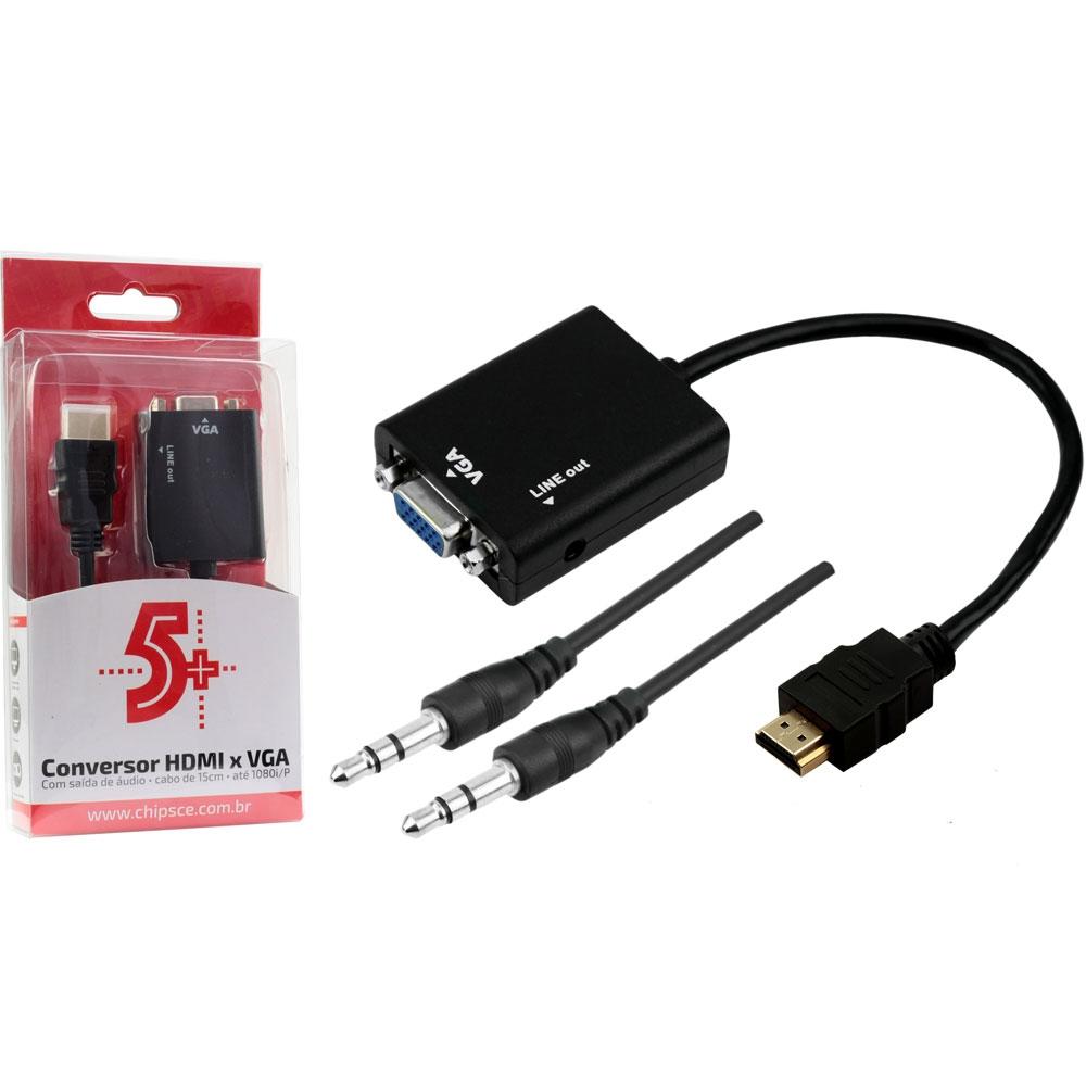 CABO CONVERSOR HDMI M X VGA F C/ CABO DE AUDIO P2 075-0823 5+