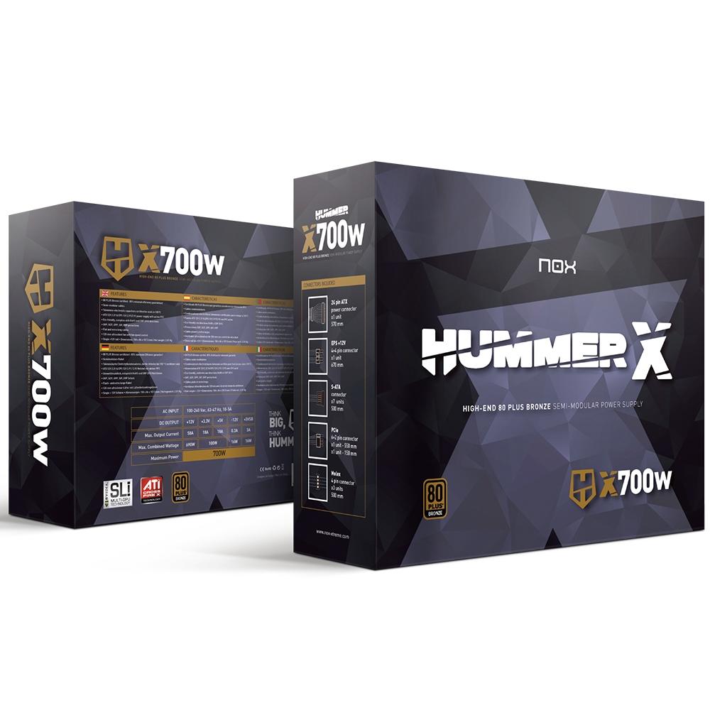 FONTE ATX 700W NOX 80 PLUS BRONZE SEMI-MODULAR HUMMER X - NXHUMMERX700WBZ Código: 125222 FONTE ATX 700W NOX 80 PLUS BRONZE SEMI-MODULAR HUMMER X - NXHUMMERX700WBZ