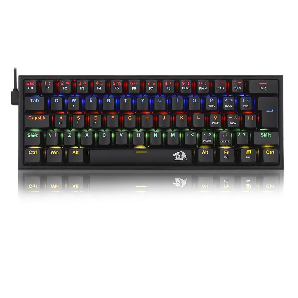 TECLADO MECANICO GAMER FIZZ RAINBOW PRETO 