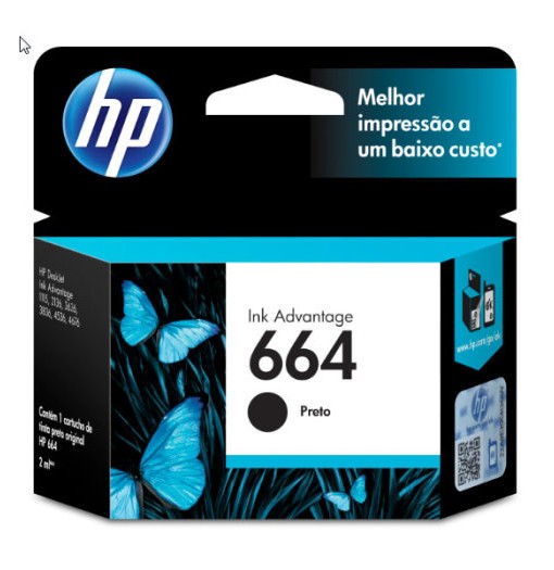 CARTUCHO HP F6V29AB PRETO 664 (2 ML)